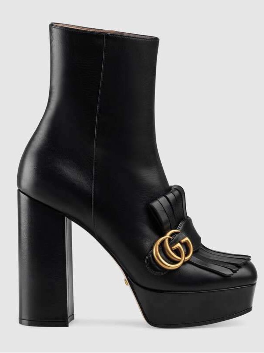 Gucci Black Leather Platform Ankle Boots